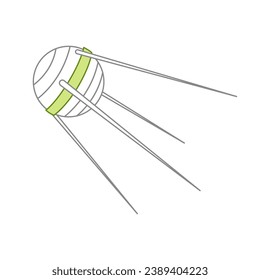 First artificial satellite. Sputnik. Round satellite. Cartoon. Isolated vector illustration eps 10