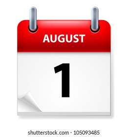 First in August Calendar icon on white background