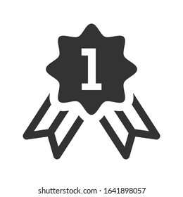 First award badge flat vector icon