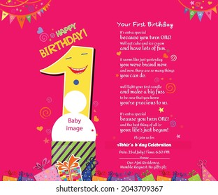 First Baby Birthday Invitation Greeting card