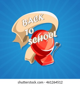 first bell to the lesson. Welcome back to school Knowledge Day, the beginning of the school year. Vector illustration.