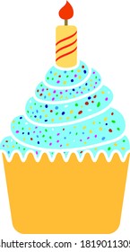 First Birthday Cake Icon. Flat Color Design. Vector Illustration.