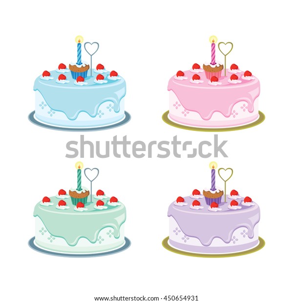 1歳の誕生日ケーキ 赤ちゃんの初めてのバースデーケーキのベクターイラスト のベクター画像素材 ロイヤリティフリー 450654931