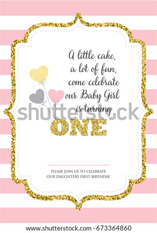 first birthday invitation girl one year stock vector royalty free little girl birthday invitations printable