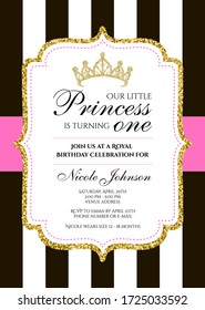 First Birthday Royal Celebration Printable Invitation Vector Card