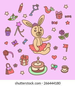 first birthday set with a ittle bunny