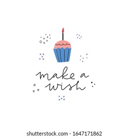 First birthday wishes flat greeting card template