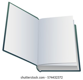Primeira página em branco do livro aberto. Isolado na ilustração de vetor branco