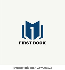 erstes Buch, Symbol, Vektorgrafik auf grauem Hintergrund