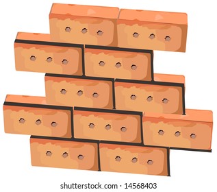 First bricks of new house. Brick wall foundation isolated, illustration