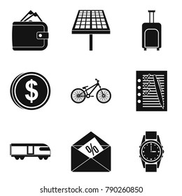 First business icons set. Simple set of 9 first business vector icons for web isolated on white background