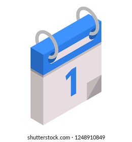 First calendar date icon. Isometric of first calendar date vector icon for web design isolated on white background