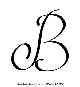 First capital letter B logo calligraphy design stock illustration
