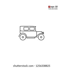 First cars - vector thin line icon on white background. Symbol for web, infographics, print design and mobile UX/UI kit. Vector illustration, EPS10.