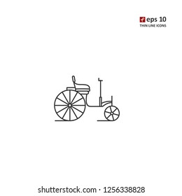 First cars - vector thin line icon on white background. Symbol for web, infographics, print design and mobile UX/UI kit. Vector illustration, EPS10.