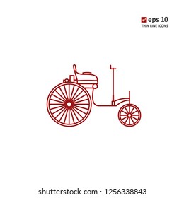 First cars - vector thin line icon on white background. Symbol for web, infographics, print design and mobile UX/UI kit. Vector illustration, EPS10.