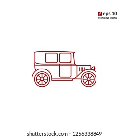 First cars - vector thin line icon on white background. Symbol for web, infographics, print design and mobile UX/UI kit. Vector illustration, EPS10.