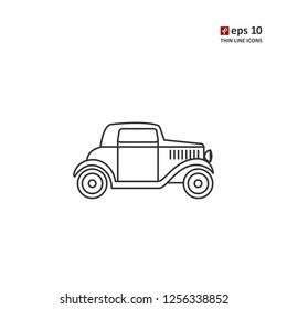 First cars - vector thin line icon on white background. Symbol for web, infographics, print design and mobile UX/UI kit. Vector illustration, EPS10.