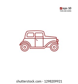 First cars - vector thin line icon on white background. Symbol for web, infographics, print design and mobile UX/UI kit. Vector illustration, EPS10.