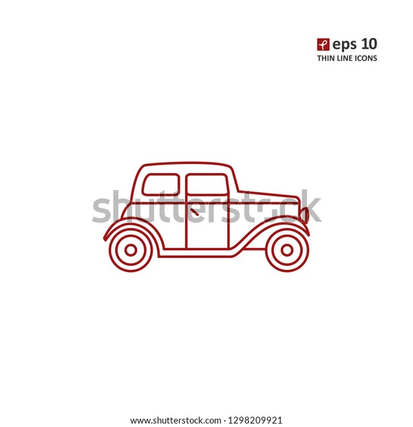 First cars - vector thin line icon
on white background. Symbol for web, infographics, print design and
mobile UX/UI kit. Vector illustration,
EPS10.