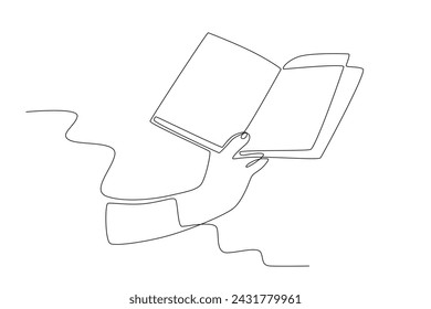 First celebrated on April 23,1995. World book day one-line drawing