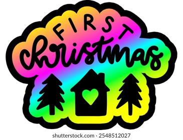 first christmas merry christmas colorful bright rainbow graphic design