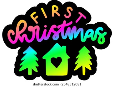 first christmas merry christmas colorful bright rainbow graphic design