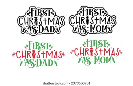 First Christmas as Mom and dad Design.Family Christmas gift Shirts.Christmas  family bundles. 
