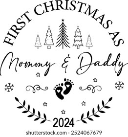 First Christmas As Mommy and Daddy 2024 -  Ornament Bundle, First Christmas 2024  Bundle, Baby's First Christmas 2024 