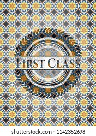First Class arabesque emblem background. arabic decoration.