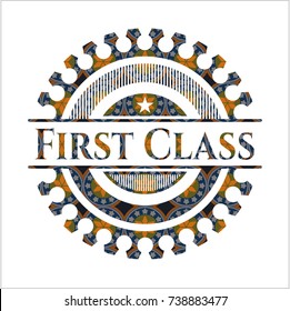 First Class arabic emblem. Arabesque decoration.