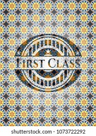  First Class arabic emblem background. Arabesque decoration.