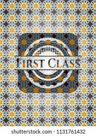First Class arabic style emblem. Arabesque decoration.