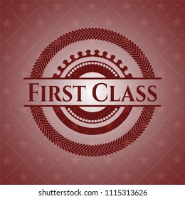 First Class badge with red background