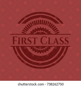 First Class badge with red background