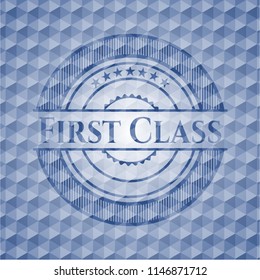 First Class blue polygonal emblem.