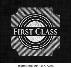 First Class chalk emblem written on a blackboard