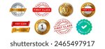 first class circle seal badge and ribbon sign for recommended business modern comfort commercial