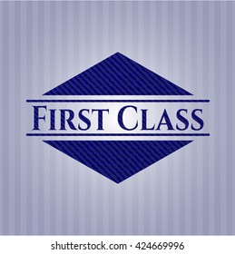 First Class emblem with jean background