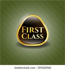 Emblema brillante de oro de primera clase