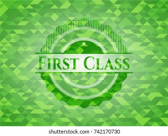 First Class green mosaic emblem