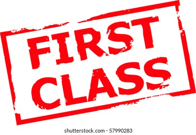 First Class Grunge Stamp Vector Illustration