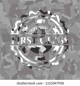 First Class on grey camouflage pattern