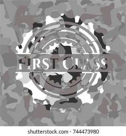 First Class on grey camouflage pattern