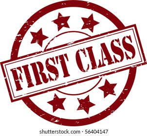 A 'First Class' Rubber Stamp Vector Illustration