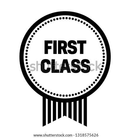 first class stamp on white background. Sign, label, sticker.