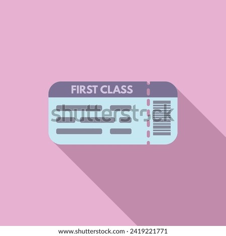 First class travel ticket icon flat vector. Suitcase vacation. Private inside