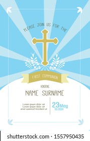 first communion boy invitation template