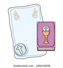 first communion card with bible