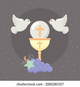 first communion card with chalice